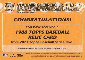 2023 Topps - 1988 Topps Baseball 35th Anniversary Relics Red (Series Two) #88R-VG Vladimir Guerrero Jr. Back