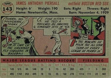 1956 Topps #143 Jim Piersall Back