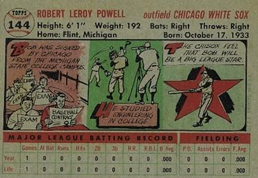 1956 Topps #144 Leroy Powell Back