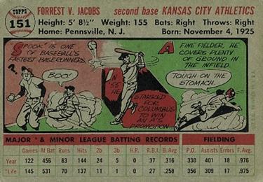 1956 Topps #151 Spook Jacobs Back
