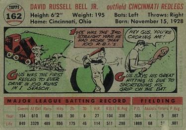 1956 Topps #162 Gus Bell Back
