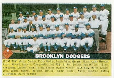 1956 Topps #166 Brooklyn Dodgers Front