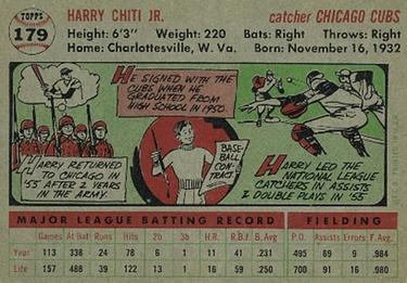 1956 Topps #179 Harry Chiti Back