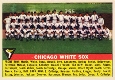 1956 Topps #188 Chicago White Sox Front
