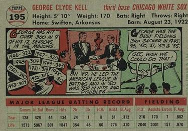 1956 Topps #195 George Kell Back