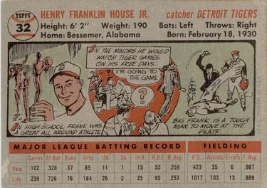 1956 Topps #32 Frank House Back