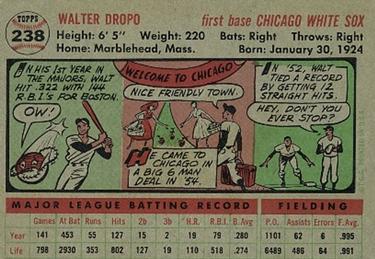 1956 Topps #238 Walt Dropo Back