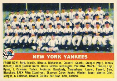 1956 Topps #251 New York Yankees Front