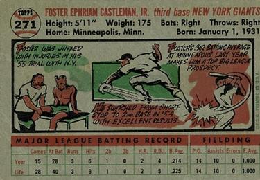 1956 Topps #271 Foster Castleman Back