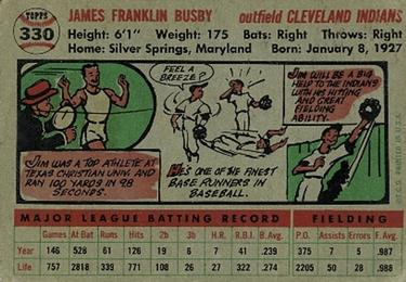 1956 Topps #330 Jim Busby Back