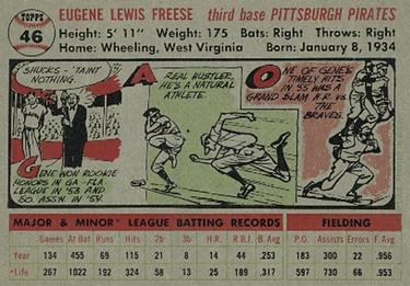 1956 Topps #46 Gene Freese Back