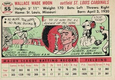 1956 Topps #55 Wally Moon Back