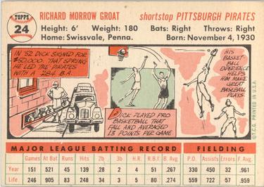 1956 Topps #24 Dick Groat Back