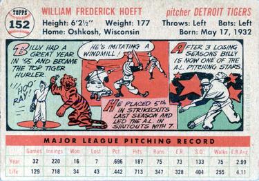 1956 Topps #152 Billy Hoeft Back