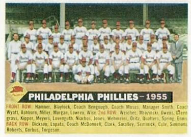 1956 Topps #72 Philadelphia Phillies Front