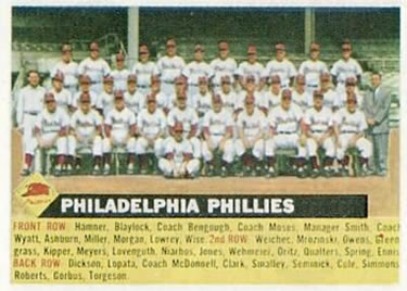 1956 Topps #72 Philadelphia Phillies Front