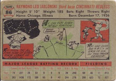 1956 Topps #86 Ray Jablonski Back