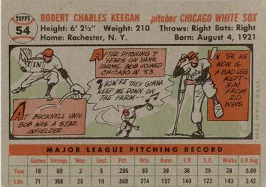 1956 Topps #54 Bob Keegan Back