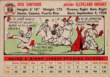 1956 Topps #59 Jose Santiago Back