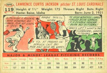 1956 Topps #119 Larry Jackson Back