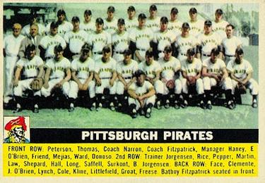 1956 Topps #121 Pittsburgh Pirates Front