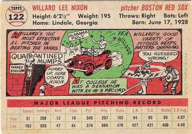 1956 Topps #122 Willard Nixon Back