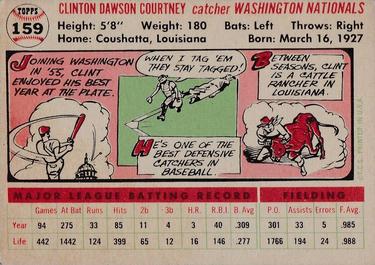 1956 Topps #159 Clint Courtney Back