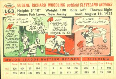 1956 Topps #163 Gene Woodling Back