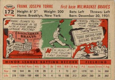 1956 Topps #172 Frank Torre Back