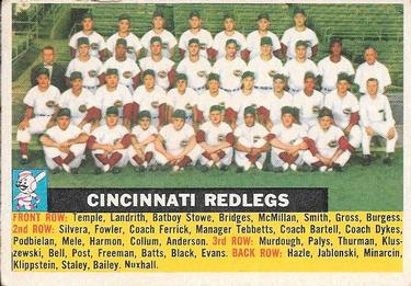 1956 Topps #90 Cincinnati Redlegs Front
