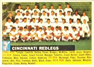 1956 Topps #90 Cincinnati Redlegs Front