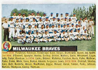 1956 Topps #95 Milwaukee Braves Front