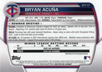 2023 Bowman - Chrome Prospects Mojo Refractors #BCP-37 Bryan Acuña Back