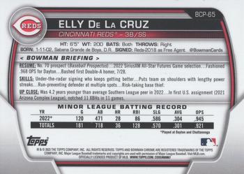2023 Bowman - Chrome Prospects Mojo Refractors #BCP-65 Elly De La Cruz Back