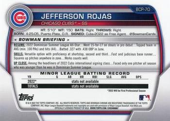 2023 Bowman - Chrome Prospects Mojo Refractors #BCP-70 Jefferson Rojas Back