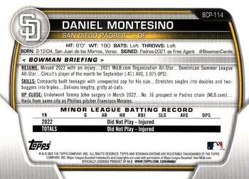2023 Bowman - Chrome Prospects Mojo Refractors #BCP-114 Daniel Montesino Back