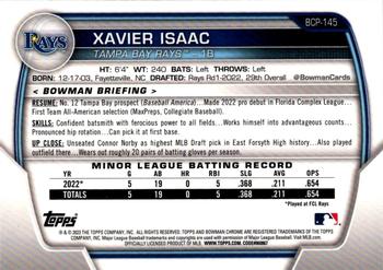 2023 Bowman - Chrome Prospects Mojo Refractors #BCP-145 Xavier Isaac Back