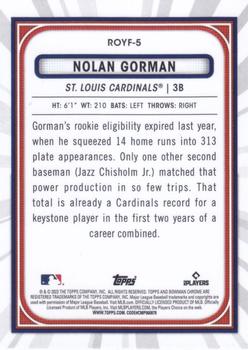 2023 Bowman - Rookie of the Year Favorites Mojo #ROYF-5 Nolan Gorman Back