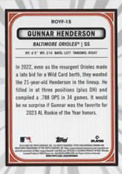 2023 Bowman - Rookie of the Year Favorites Mojo #ROYF-15 Gunnar Henderson Back