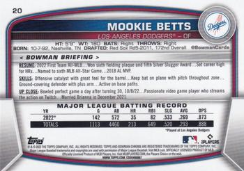 2023 Bowman - Mojo Refractors #20 Mookie Betts Back