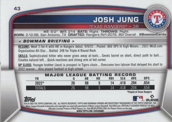 2023 Bowman - Mojo Refractors #43 Josh Jung Back