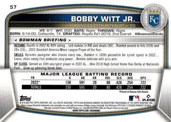 2023 Bowman - Mojo Refractors #57 Bobby Witt Jr. Back