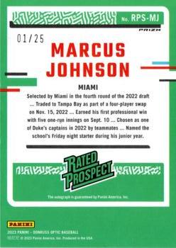 2023 Donruss - Optic Rated Prospects Signatures Orange #RPS-MJ Marcus Johnson Back
