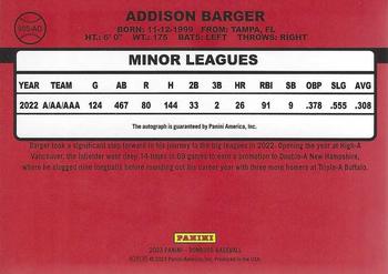 2023 Donruss - Retro 1990 Signatures Gold #90S-AD Addison Barger Back