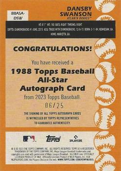 2023 Topps - 1988 Topps Baseball 35th Anniversary All-Stars Autographs Gold #88ASA-DSW Dansby Swanson Back