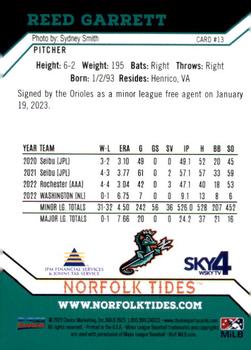 2023 Choice Norfolk Tides #13 Reed Garrett Back