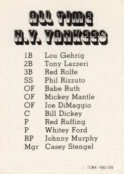1980 TCMA All Time New York Yankees Set D #006 Mickey Mantle Back