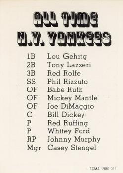 1980 TCMA All Time New York Yankees Set D #011 Johnny Murphy Back