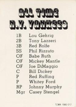 1980 TCMA All Time New York Yankees Set D #012 Casey Stengel Back