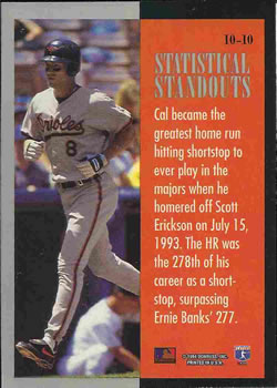 1994 Leaf - Statistical Standouts #10 Cal Ripken, Jr. Back
